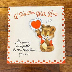 Deine Wahl einer Vintage Grußkarte Valentinstag Geburtstag Vatertag Kitsch Ephemera MCM Anthropomorphic Bär Hase Hase 3. 3. Drei