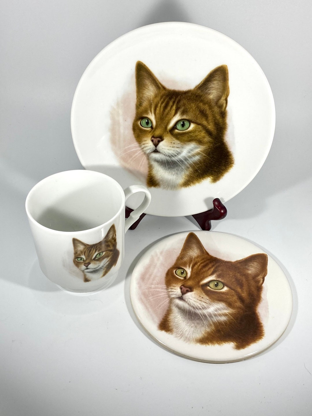 Orange Tabby Cat Set Hot Plate Mug Plate Golden Crown E&R Etsy
