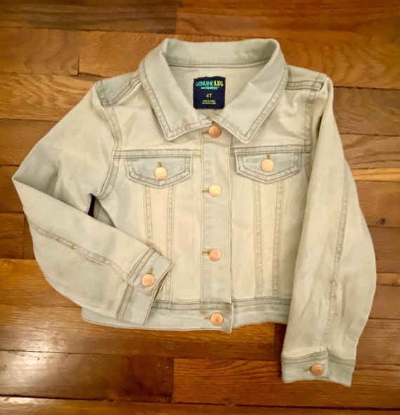 Size 4T Cropped Denim Jacket Oshkosh Animals Stitching Embroidered