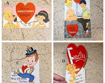 Su elección de una tarjeta vintage para el Día de San Valentín Kitsch Efímera San Valentín Animales antropomórficos Payaso Pareja Niño Niña Efímera