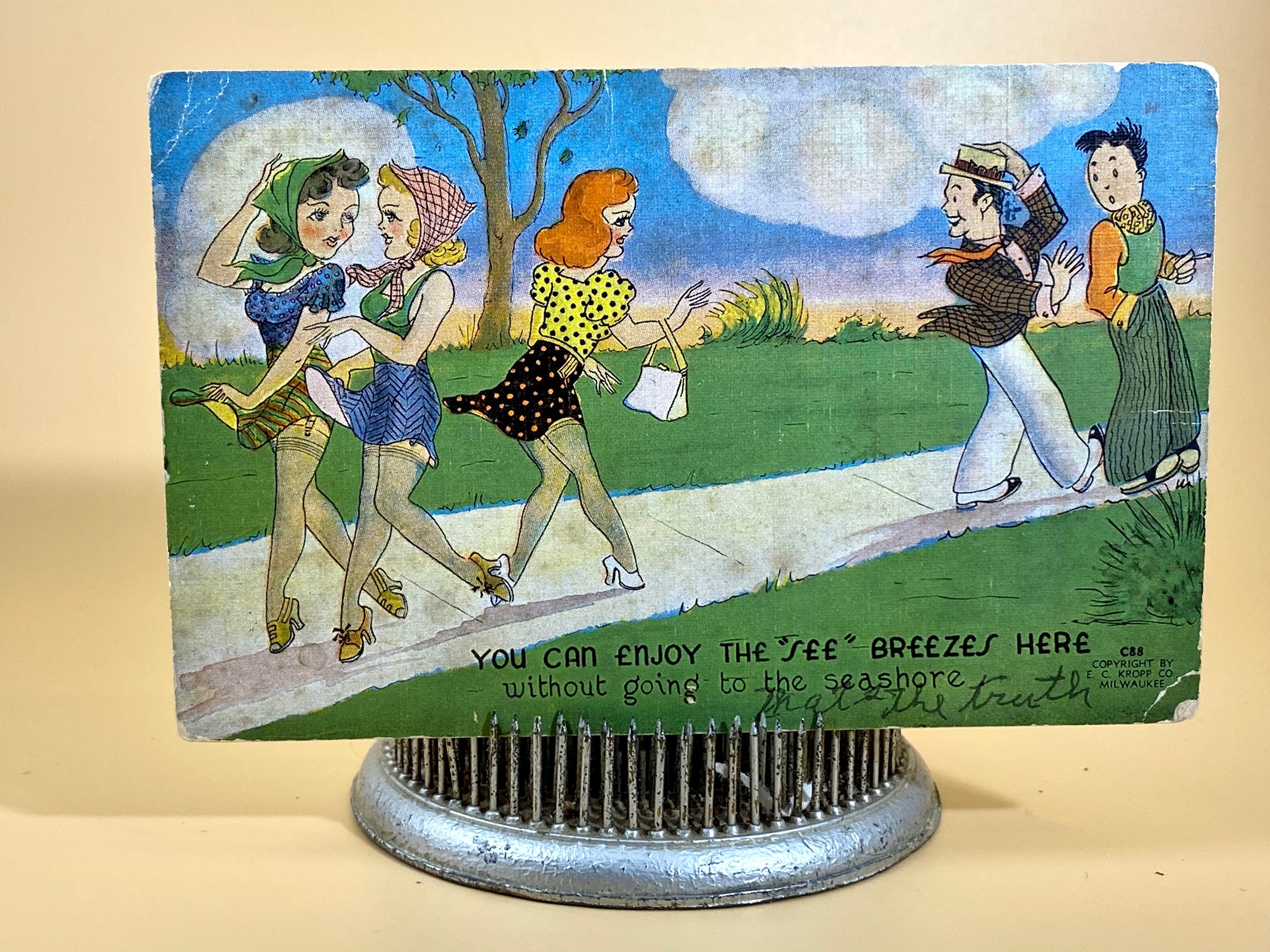 Vintage Humor Postcard Windy Skirts Beach Humorous Adult Junk