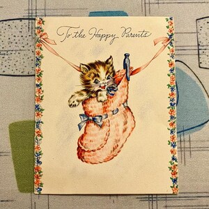Jouw keuze voor een vintage nieuwe babykaart Welkom babyjongen nieuwe ouders kortstondige kitsch Gefeliciteerd Gefeliciteerd Cat Kitten
