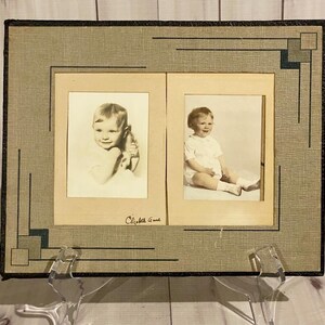 Vintage Children Photos in Matte Board Frame