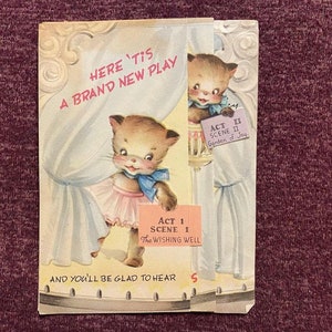 Uw keuze van een vintage verjaardagskaart Kitsch Ephemera Katten Ballet Danser X Ray Hospital Olifant Typewriter Vogelverschrikker