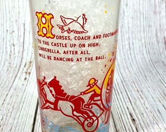 Vintage jaren 1950 Walt Disney's Cinderella Collector's Glass Number 5 in Series Paardenkoets