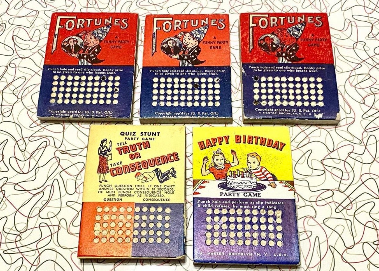 You Choose One Vintage Punch Card Games Fortunes Truth or Etsy