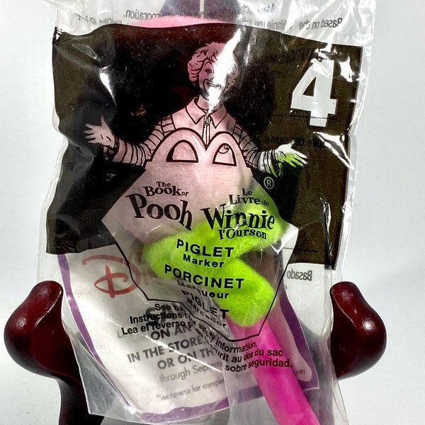 NOS 2001 McDonald’s Happy Meal Toy Piglet Marker From The Book of Pooh Number 4 Pen Vintage