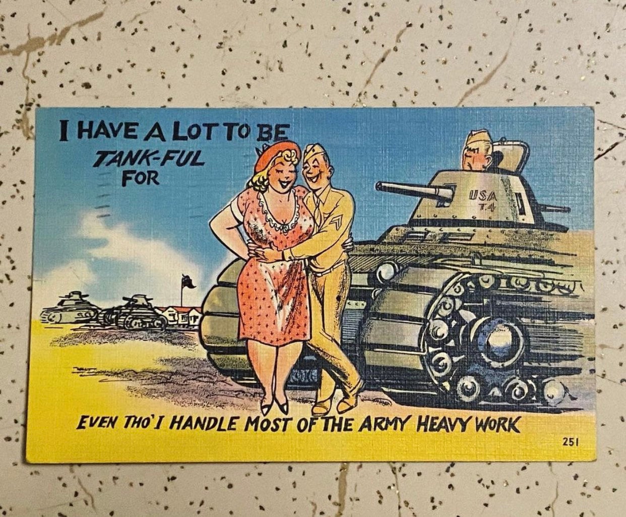 Vintage 1940s Military Humor Postcard Cartoon Tank Army Couple - Etsy