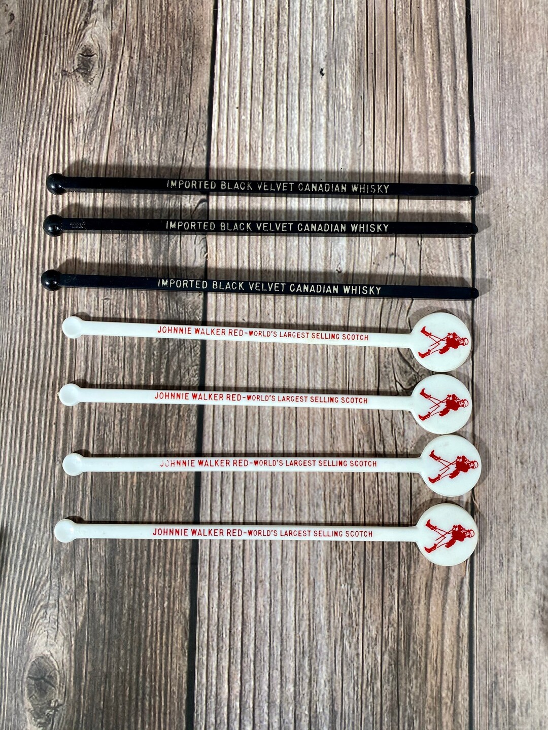 Lot of Vintage Swizzle Sticks Johnnie Walker Red Scotch Black Velvet