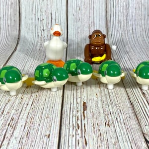 You Pick a Vintage Wind Up Animal Toys White Duck Monkey Gorilla Banana Turtle Waddle Flip Flipping Swim Swimming Tomy