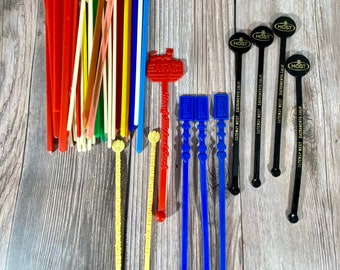 Lote de Vintage Swizzle Sticks Cocktail Stirrers
