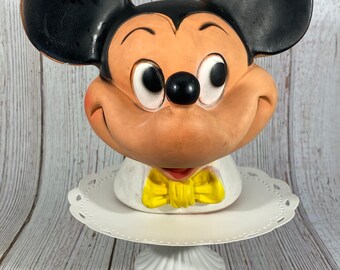 Vintage Mickey Mouse Doll Head Yellow Bow Tie