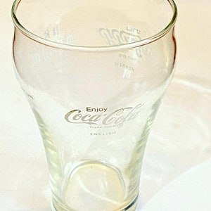Vintage Coca Cola Glass Featuring 5 Different Languages English Japanese Hebrew Chinese Arabic Coke Tapered Pop Soda