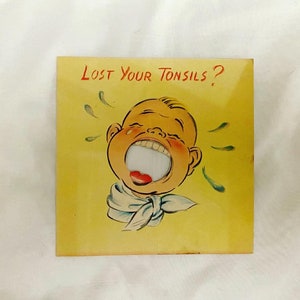 Your Choice of a Vintage Get Well Soon Card Ephemera MCM Kitsch Anthropomorphic Surgery Tonsils Hospital Sick