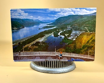 Vintage Oregon Columbia River Souvenir Postcard View From Crown Point Junk Journal Ephemera