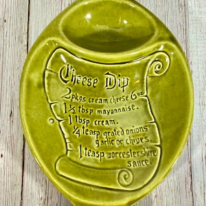 Vintage Calif USA S-5 Green Cheese Dip Recipe Bowl Plate Tray