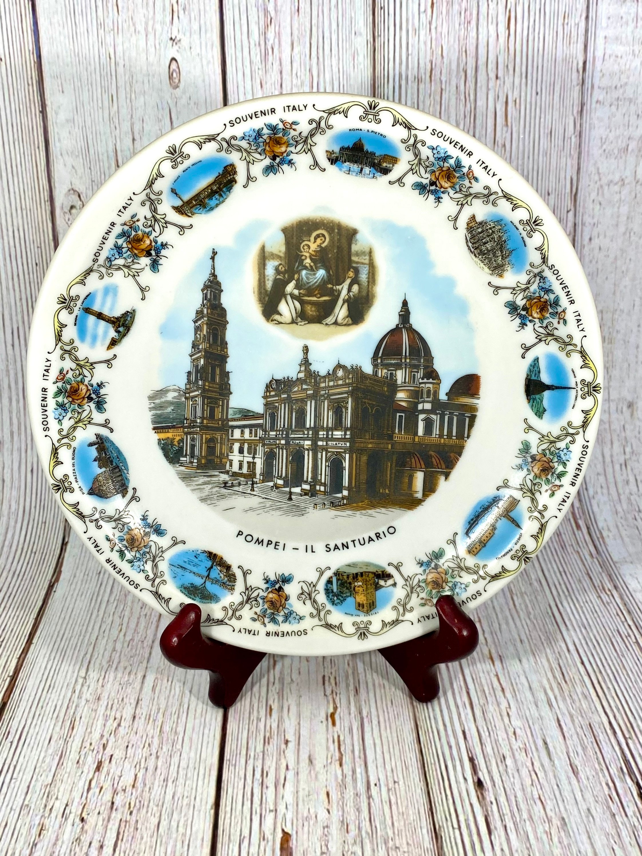 Vintage Pompeii Il Santuario Italy Decorative Souvenir Plate 