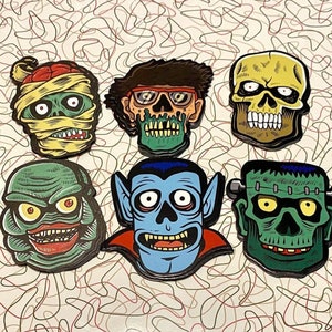 Halloween Cake Toppers Monsters Mummy Zombie Vampire Creature Skull Frankenstein Ephemera