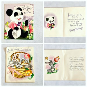 Your Choice NOS vintage Easter Card Kitsch Anthropomorphic Animals Spring Tante Granddaughter Son Sister Friend Rabbit