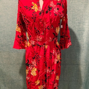 red floral dress old navy Old Navy Red Floral Print Smock Waist Long