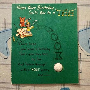 Você escolhe um cartão de aniversário vintage, animais de golfe antropomórficos efêmeros kitsch