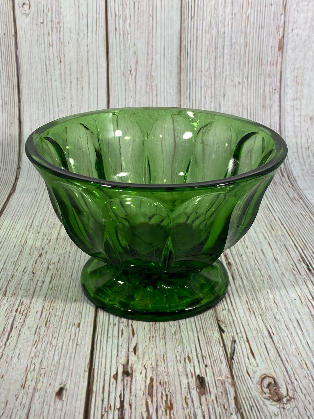 Vintage Green Depression Glass Candy Dish Bowl Etsy