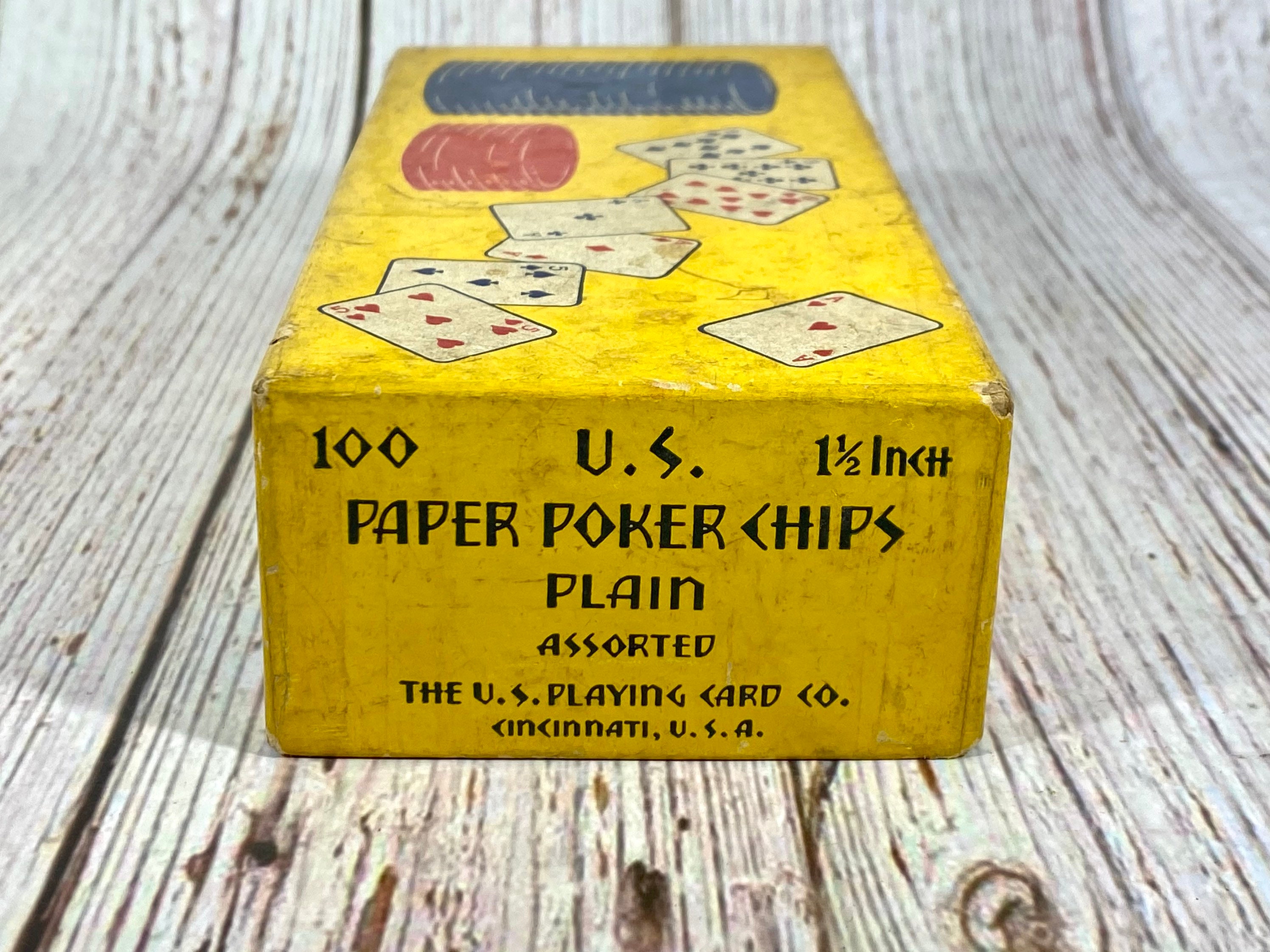 Vintage Set of Paper Poker Chips With Box US Playing Card Etsy
