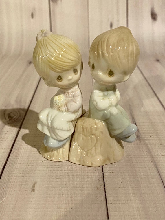 1993 Precious Moments Salt and Pepper Shakers Boy & Girl Tree Etsy
