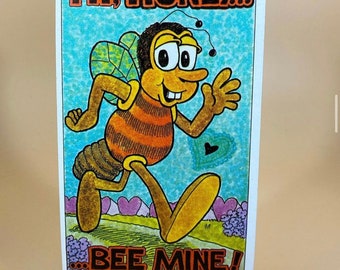 Vintage 1970s Topps Valentine Postcard Hi Honey Bee Mine Junk Journal Ephemera