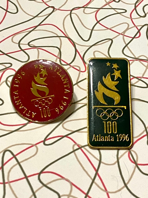 Pair of Vintage 1996 100 Atlanta Olympics Lapel Pi