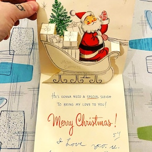 Su elección de una tarjeta de felicitación navideña vintage Efímera Kitsch Pop Up Antropomórfica Papá Noel Perro Gato Elefante Ojos Saltones Mamá Mami