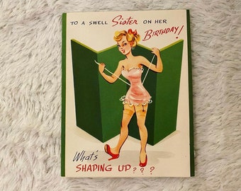 Your Choice of a Vintage Birthday Card Kitsch Anthropomorphic MCM Niece Sister Military Humor Corset Soldier