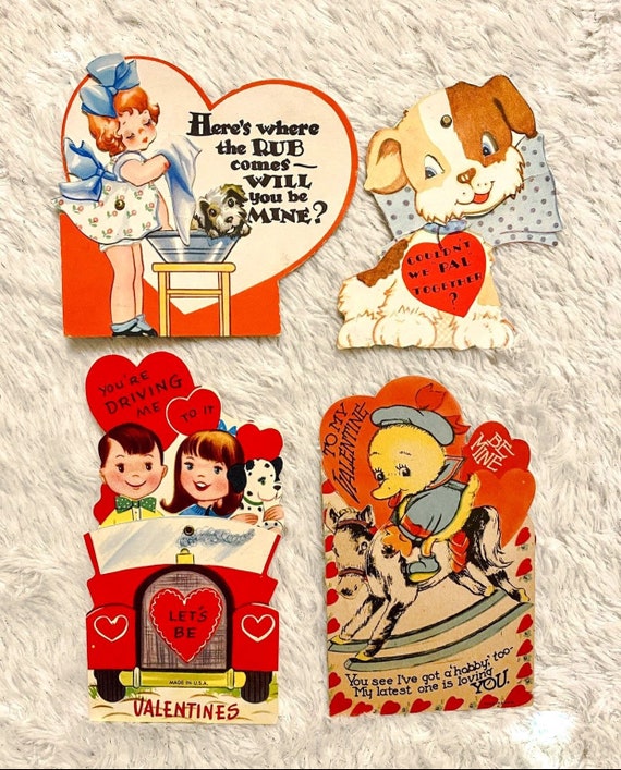 Small Vintage Mechanical Valentines Kitsch Cute Cards -  Canada