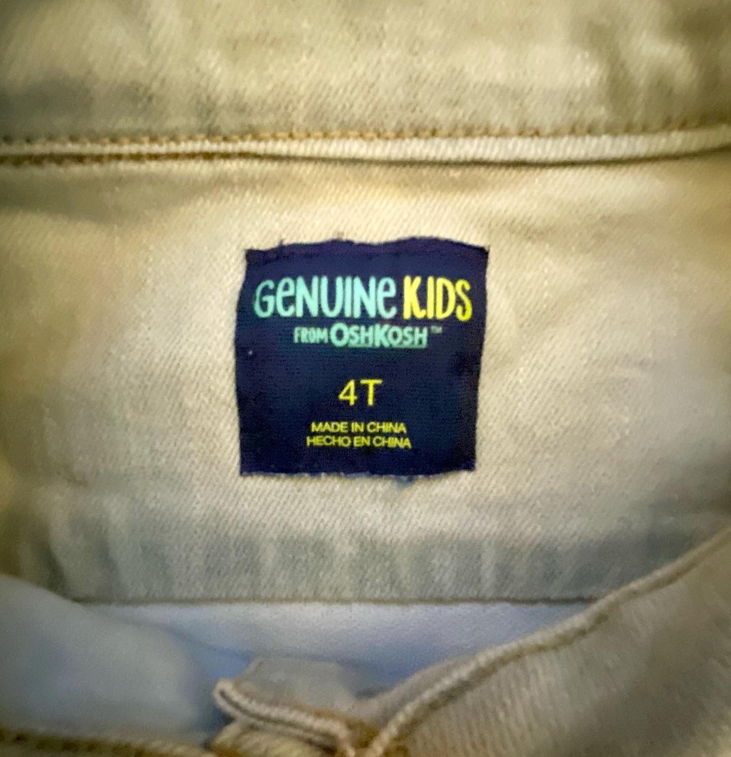 Size 4T Cropped Denim Jacket Oshkosh Animals Stitching Embroidered