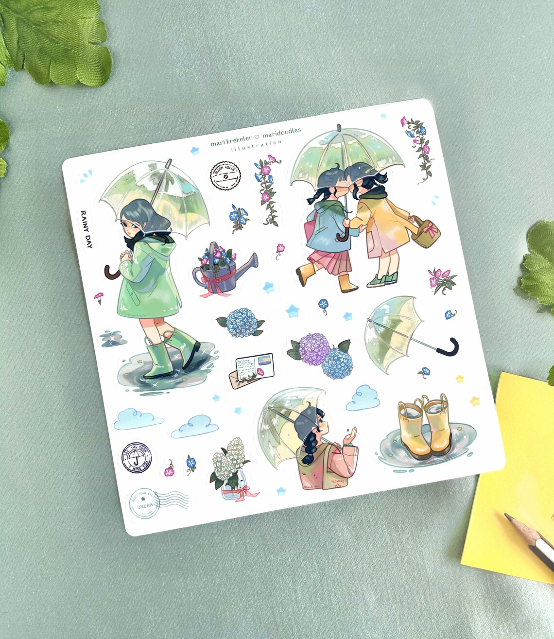 Rainy Day Clear 6x6" Sticker Sheet - Etsy