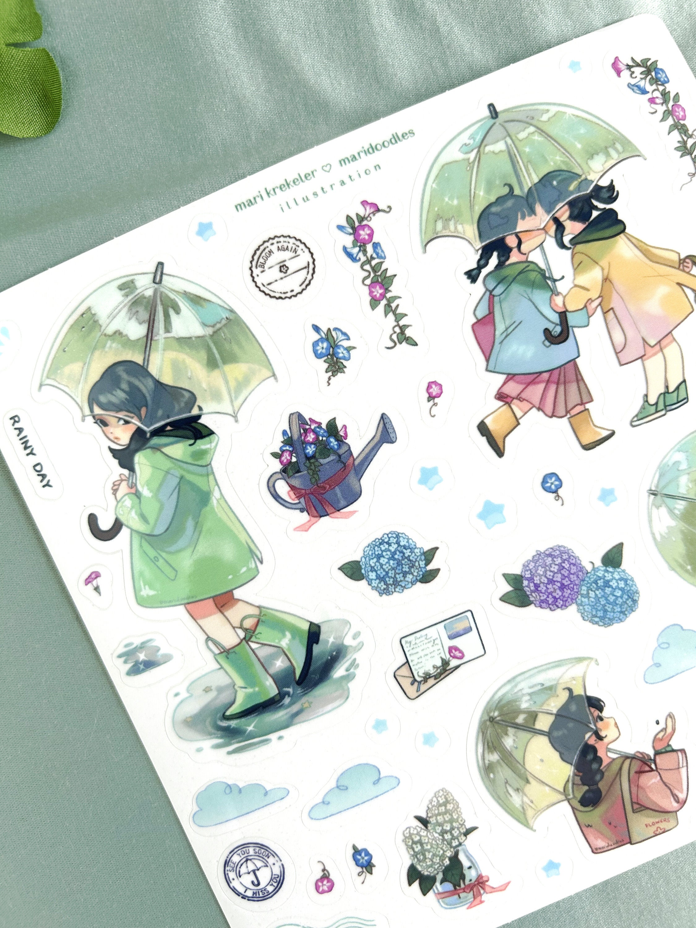 Rainy Day Clear 6x6" Sticker Sheet - Etsy