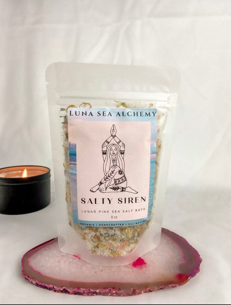 Salty Siren lunar Pink Sea Salt Bath Intentional Energy Etsy
