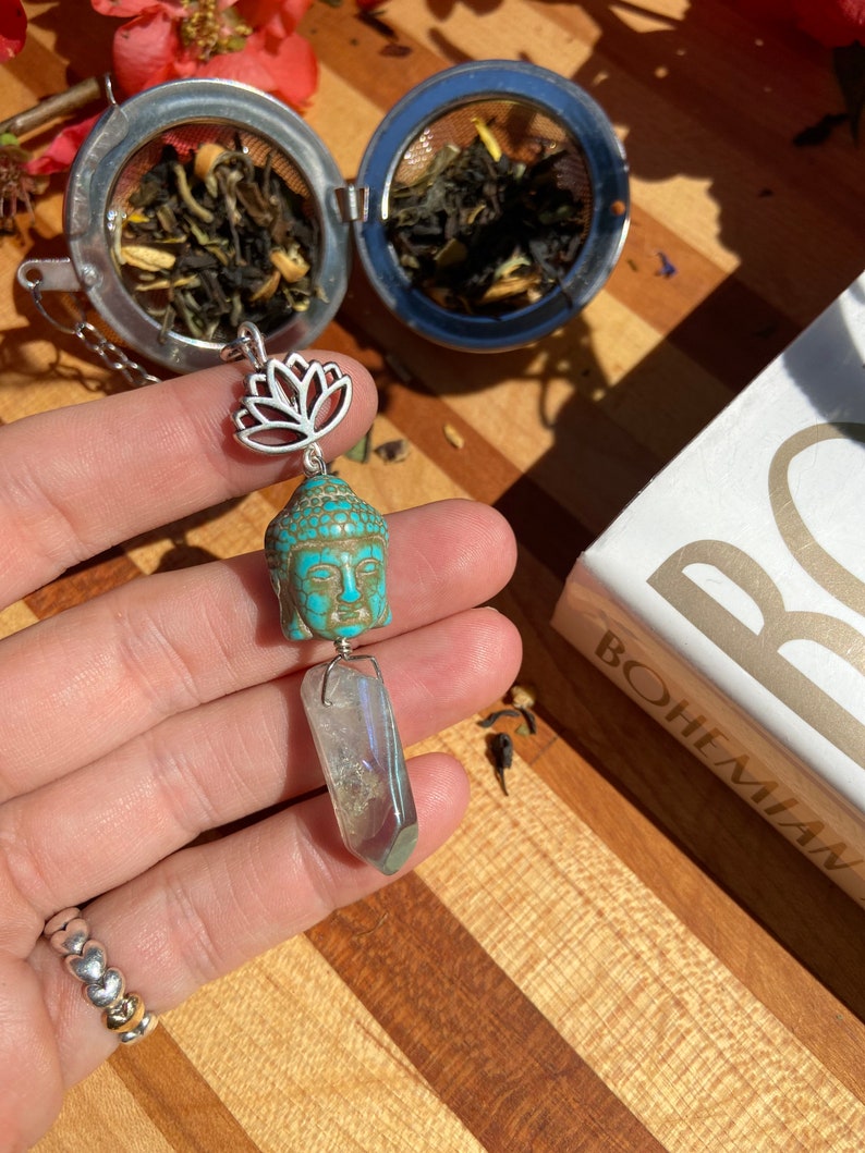 Zen loose Leaf Tea Infuser Ball Smokey Quartz Crystal Lotus Flower Tea Lover Gift Mothers Day Gift