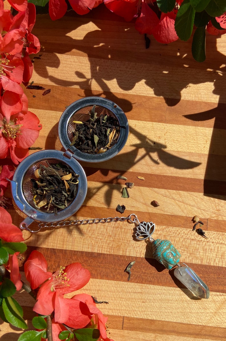 Zen loose Leaf Tea Infuser Ball Smokey Quartz Crystal Lotus Flower Tea Lover Gift Mothers Day Gift