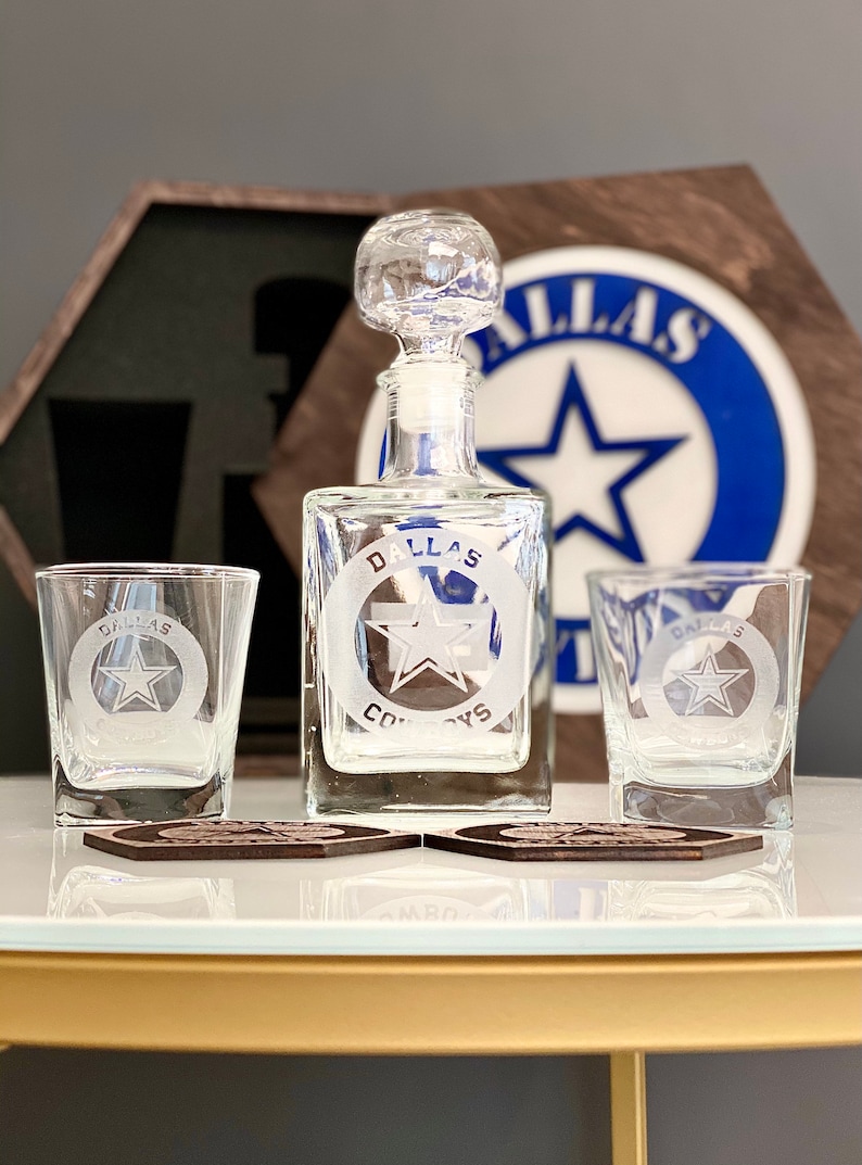 NFL decanter set Personalized whiskey gift set Football Etsy