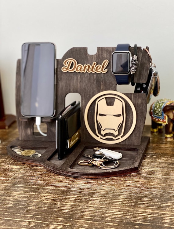 Iron Man Docking Station Custom Gift Christmas Gift Etsy Iron Man Docking Station Custom Gift Christmas Gift Etsy