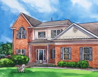 Benutzerdefinierte Aquarell Haus Porträt, Aquarell Haus Malerei, personalisierte Housewarming Geschenk, erste Haus Geschenk, Makler Abschluss Geschenk, Haus Porträt