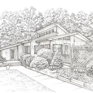 House Warming Gift Custom House Sketch Hand Drawn Home Portrait Ink ...