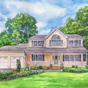 Custom Watercolor House Portrait: Hand-Painted Home Illustration