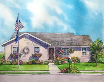 Aangepaste aquarel huisschilderen, aquarel huisportret, aquarel schilderen, handgeschilderd huisportret, huis schilderen van foto