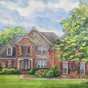 Custom Watercolor House Portrait: Hand-Painted Home Illustration