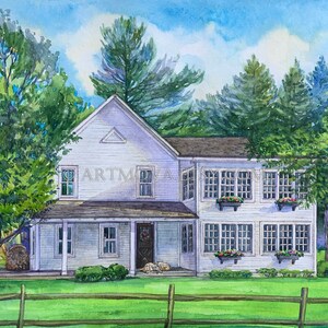 Custom Home Portrait watercolor Painting house warming gift family heirloom House Portrait from photo Our First Home