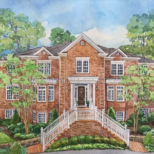 Custom Watercolor House Portrait: Hand-Painted Home Illustration