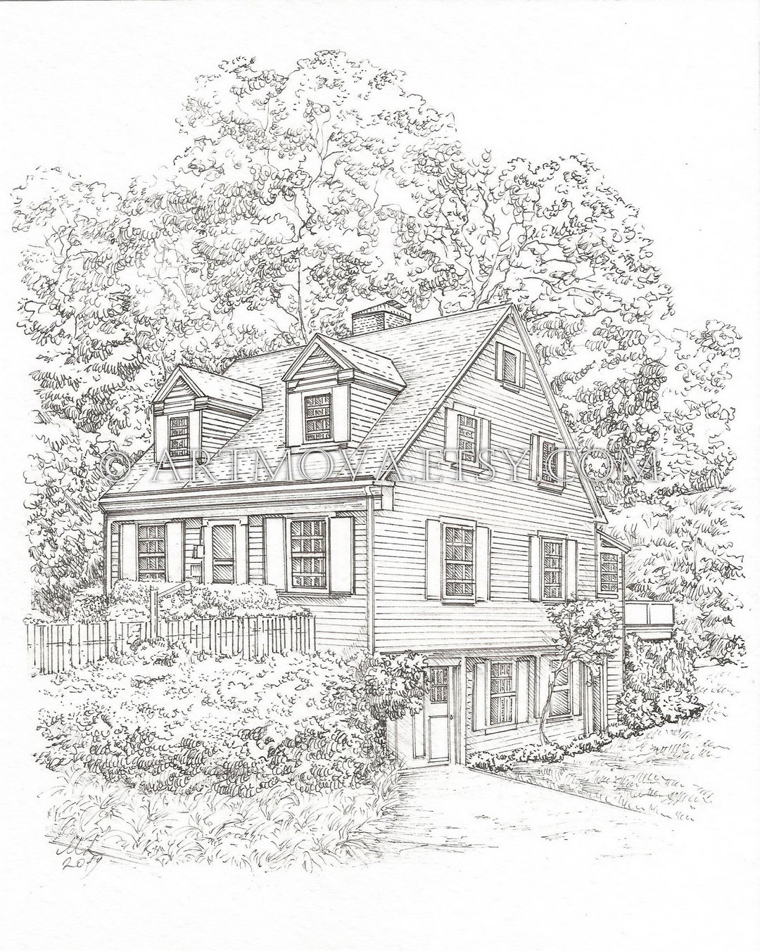 Custom House Portrait: Hand-drawn Ink Home Sketch - Etsy