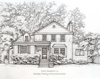 Custom Ink House Portrait: Hand-drawn Home Sketch